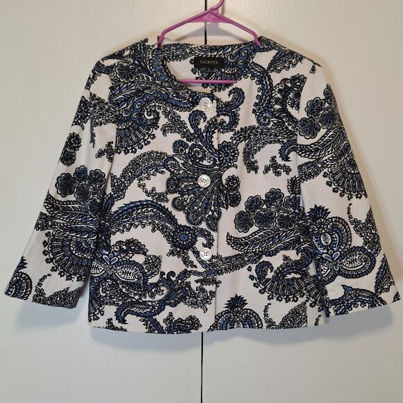Talbots Jackets & Blazers - Talbots Elegant Blue Paisley Blazer EUC Womens Size 8
